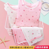 Girls autumn clothes set cotton thin 1-12 years old childrens bottomed clothes warm inside wear autumn pants womens baby underwear