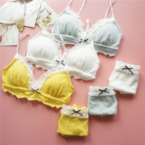 Sweet And Cute Students No Steel Ring Underwear Teen Little Fresher 90 Rear Triangle Cup Comfort Slim Cup Bra Suit