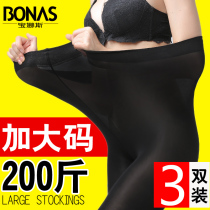 women's plus size 200kg spring autumn winter silk stockings with thickened high waist mid-length pantyhose