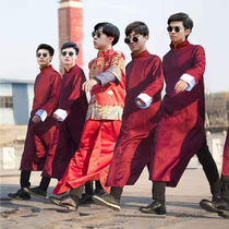 Best man costume Chinese wedding costume Mens Chinese style coat Republic of China gown Tang costume Ancient costume Retro brother group dress