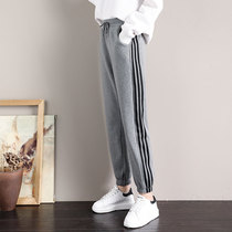 2021 new sports pants womens loose bunch feet spring and autumn thin slim casual Joker lantern pants ins tide