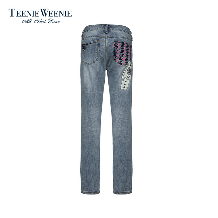 Teenie Weenie小熊2015专柜正品女装休闲印花牛仔裤TTTJ54C91A