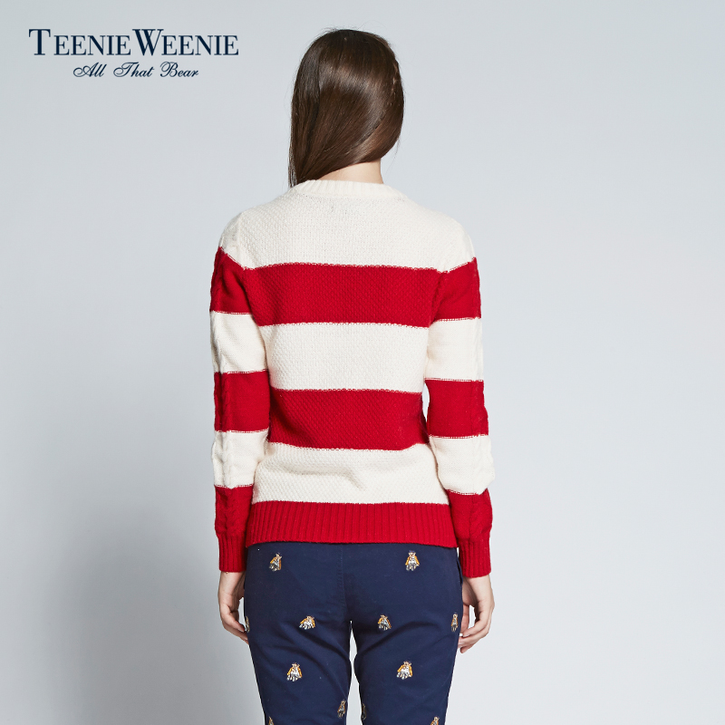 Teenie Weenie小熊2016秋装新款圆领时尚条纹针织毛衣TTKW54T93A产品展示图4