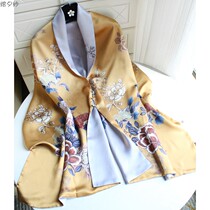 Rich golden yellow double silk silk scarf mulberry silk buckle scarf cheongsam shawl dual use long autumn and winter gifts