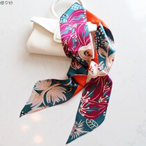 Fashion printed double-sided silk long scarf 100% mulberry silk scarf ribbon silk scarf Joker women autumn and winter