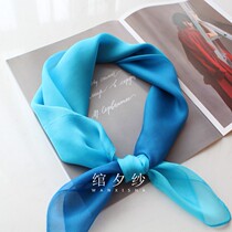 70 Fashion fresh gradient blue Mulberry silk silk scarf silk scarf small scarf small scarf Baotou Lady autumn and winter