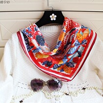 Color 100% mulberry silk small square scarf scarf headscarf Joker Korean white collar scarf women autumn and winter decoration