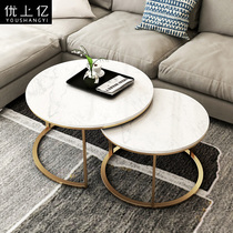 Nordic style Marble coffee table Modern simple living room small apartment Round light luxury net black tea table Creative coffee table