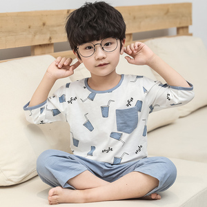 儿童睡衣男童夏季薄款家居服11中大童13岁纯棉空调衫男孩短袖套装