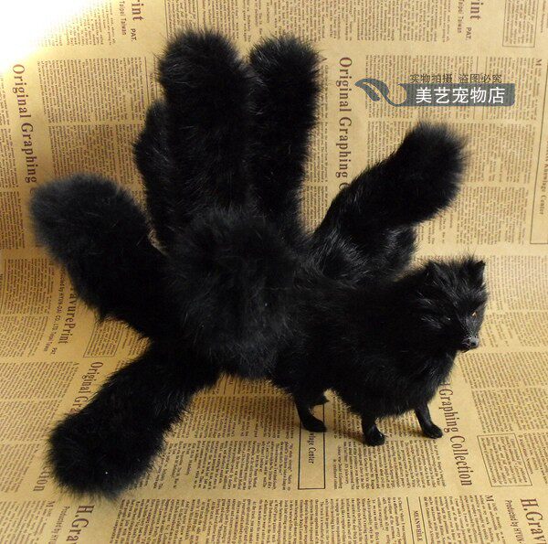 三色可选森系摄影道具cos九尾狐火爆定做仿真狐狸摆件狐妖白狐仙