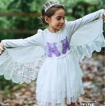 European and American childrens dress Embroidered Cotton Princess Dress Pony Rainbow Dress Angel Wings Christmas Girl Dress
