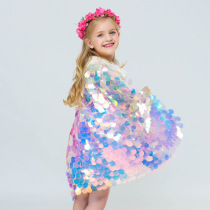 Foreign trade girls Halloween mermaid sequin rainbow cape rainbow princess cloak shawl sun protection clothing performance clothing