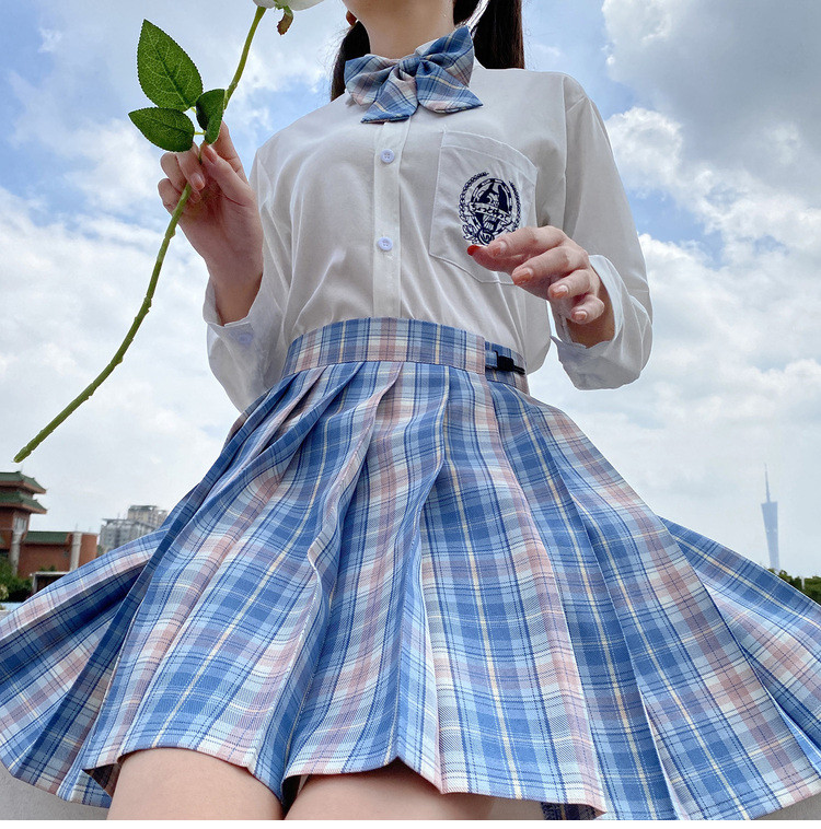 实拍新不死川jk格裙制服日系百褶裙校供学生校服半身裙套装裙