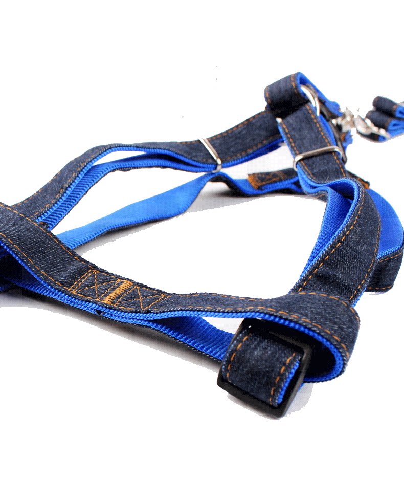 牛仔牵引绳胸背带小狗狗牵引带胸背套狗绳子小型中型大型犬狗链子