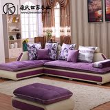 现代时尚大户小户型客厅家具组合皮布沙发