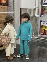 South Korean childrens clothing 2022 autumn and winter girl sweaters suit female baby sweater pants two sets of brother-in-law dress brethren