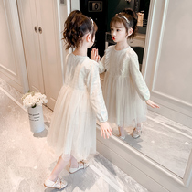 Girls' dress spring dress 2023 new foreign-faced girl princess lace skirt spring and autumn children's skirt spring dress