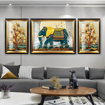 Jinyu auspicious American atmosphere living room decoration painting simple beauty light luxury triple painting elephant sofa background wall hanging painting