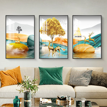 Stone to run light luxury living room decoration painting black and white gray atmospheric triptych Modern simple abstract landscape hanging painting