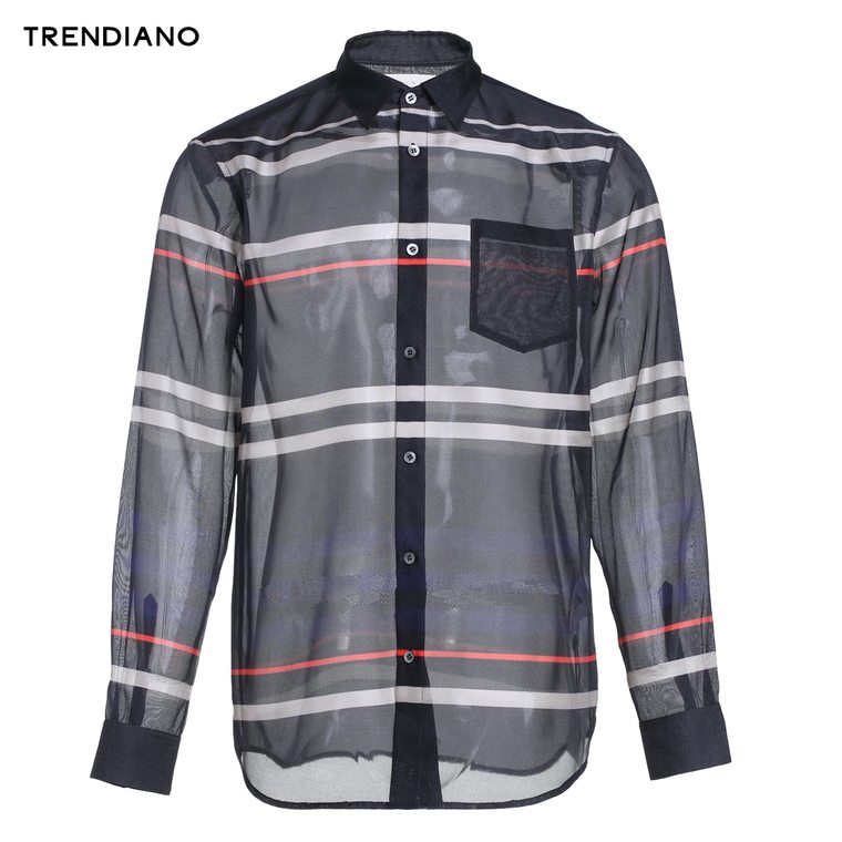 【多件多折】TRENDIANO休闲条纹透视长袖衬衫3152010610