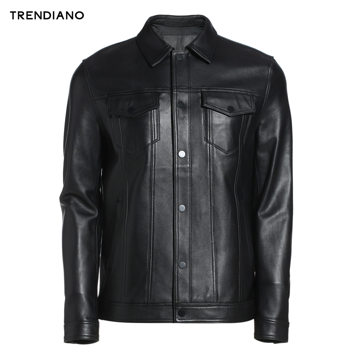 trendiano新2015男装冬装潮休闲真皮绵羊皮皮夹克外套3153312510