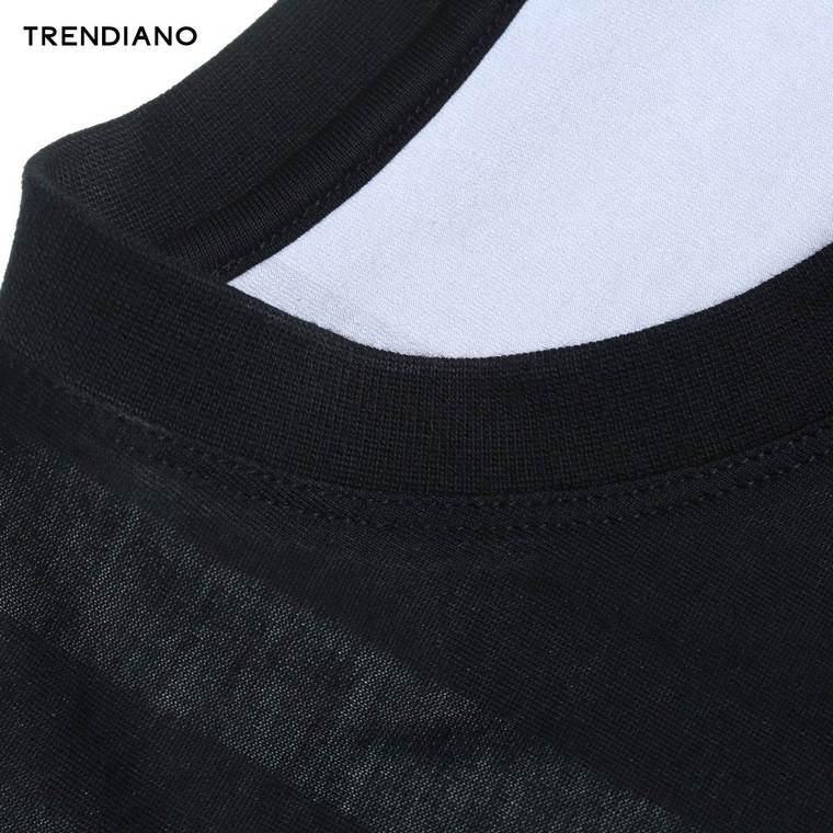TRENDIANO新2015男装秋装潮休闲棉质条纹圆领短袖T恤3153024840