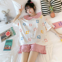 (Half price clearance options) original 49 yuan pajamas womens summer short sleeve thin cotton two-piece set