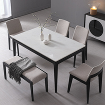 Nordic marble dining table modern simple small apartment rectangular solid wood dining table and chair combination 6 people creative customization