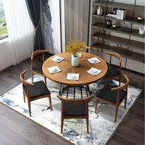 Industrial Wind Solid Wood Round Table Dining Room Dining Table Hot Pot Table Canteen Hotel Chairs Combined Iron Art Retro Round Table