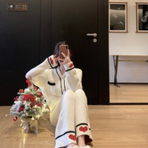 (5 Fold Clear Cabin) (Loving Home Conserved) Black And White Two Color Soft Glutinous Towel Long Sleeves Long Pants Pajamas Suit