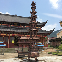 Direct Sales Large Seven Floors Baoding Temple Scenic Spot View Cast Iron Imitation Ancient Three Foot Round Incense Stove Multilayer Customizable