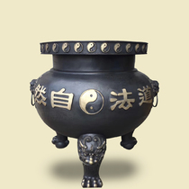 Supply ancestral hall ancestral hall pure copper round flat mouth incense burner Buddhism Taoist temple palace instruments burning incense and treasure stove