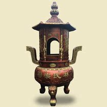 Temple cast iron round three-legged treasure furnace for Buddha burning paper furnace Ancestral Hall Cemetery outdoor with top cover incense burner supply