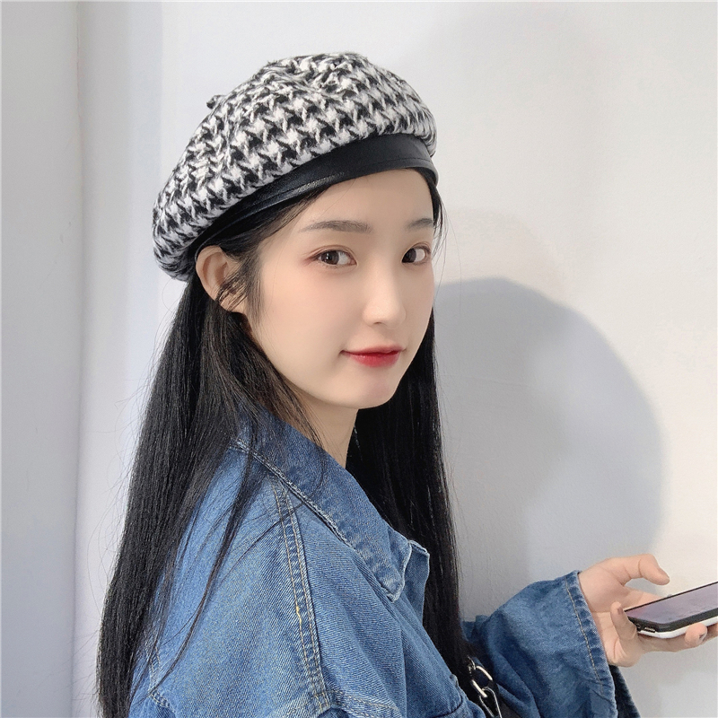 Korea (designer) Sandro Tarpin woolen houndstooth beret wild art painter hat