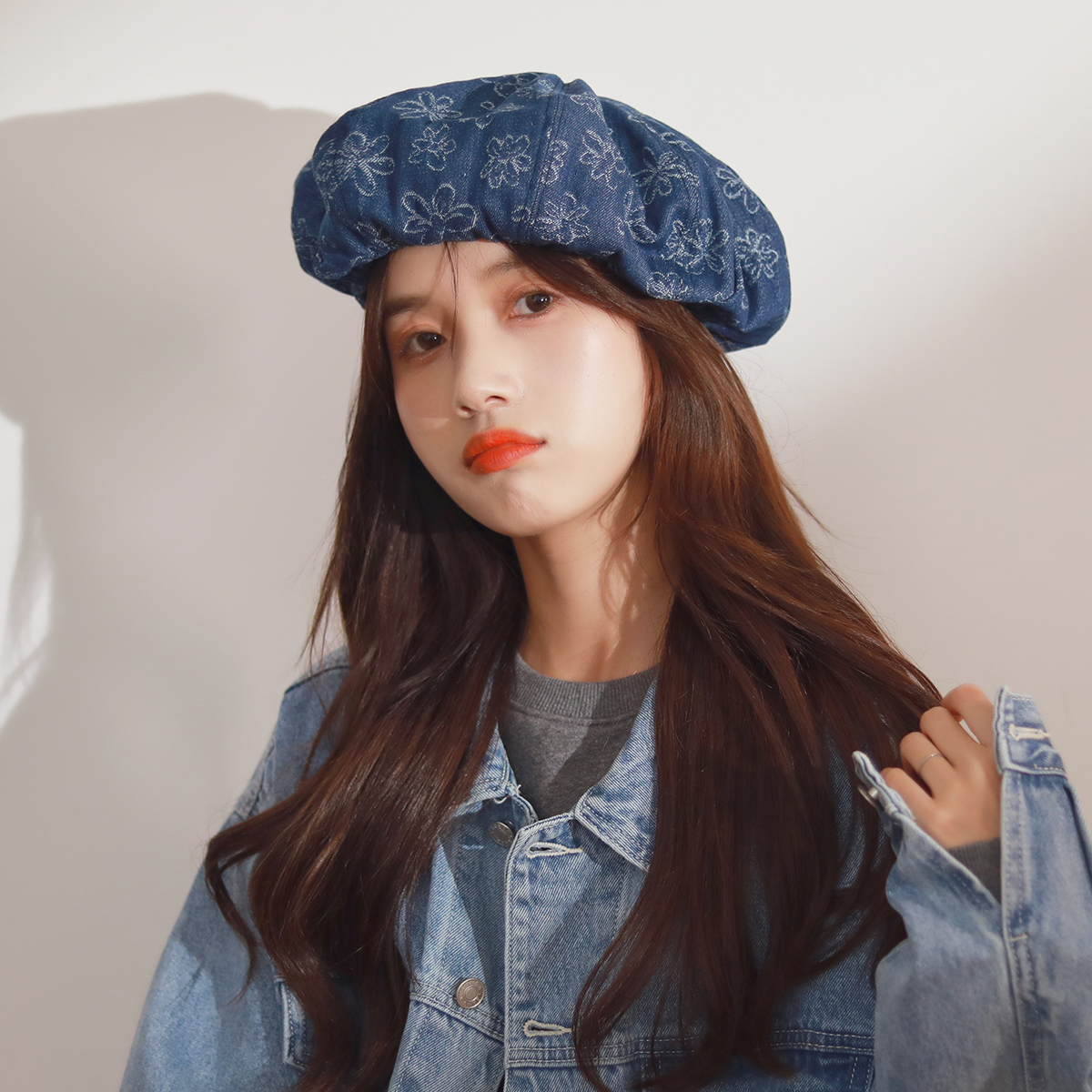 South Korea (designer) Sandro Tarpin fashion couple denim cloud hat girl ins style beret