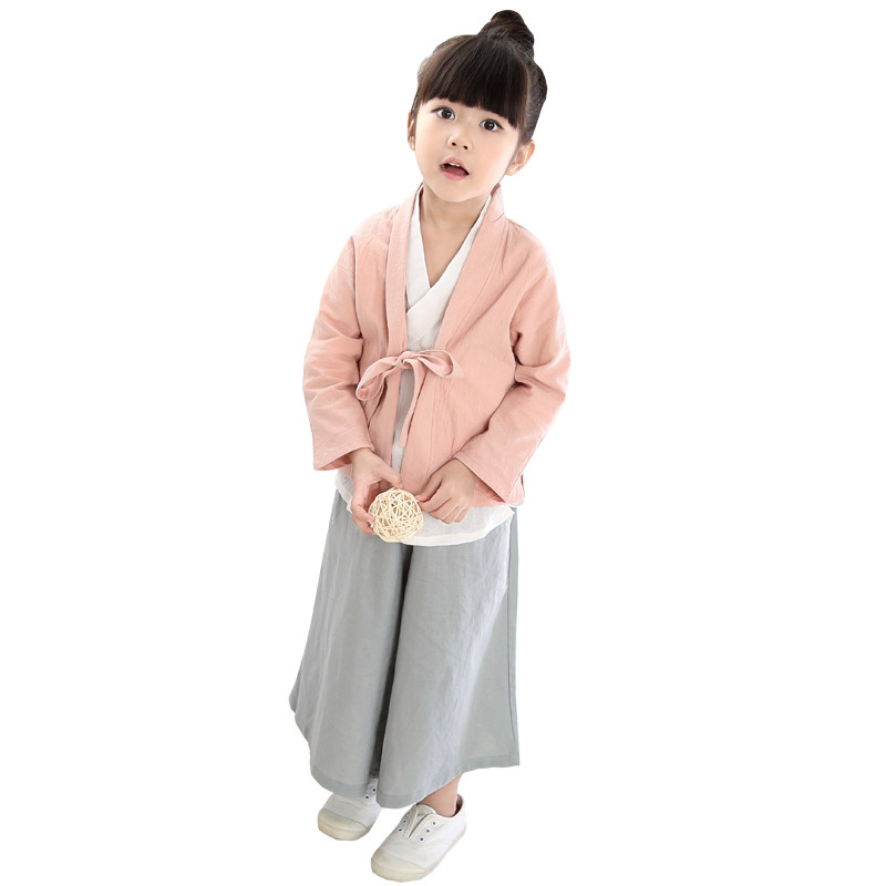 女童汉服宝宝国学服古装改良三件套装小孩中式民族风秋冬儿童唐装
