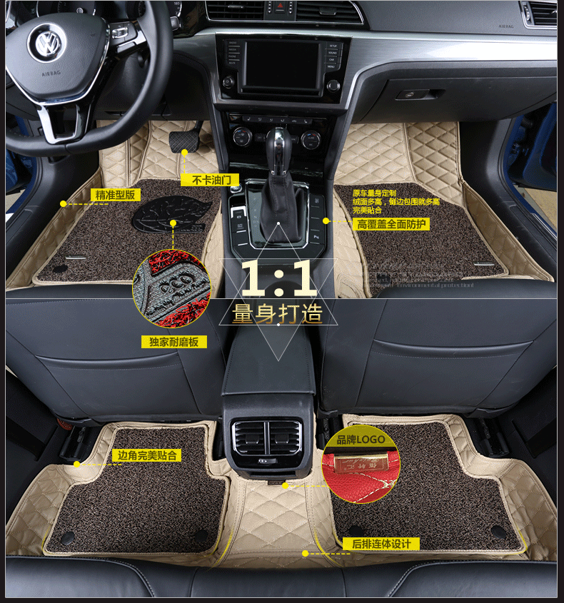 专用于大众凌渡途观途安朗逸polo帕萨特新捷达全包围汽车丝圈脚垫