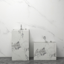 Modern simple integrated light luxury wind column Basin rock plate washbasin vertical floor balcony outdoor wash basin column