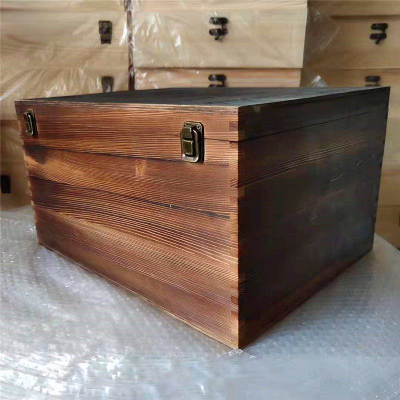 大号收纳木箱 长方形复古色实木箱子 木盒定做 带盖大空间储物箱
