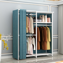 Wardrobe modern minimalist bedroom cloth curtain rental room simple open wardrobe environmental protection wrought iron small apartment large wardrobe
