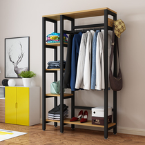Simple wrought iron coat rack floor-to-ceiling bedroom wooden coat rack home multi-functional rack storage simple wardrobe