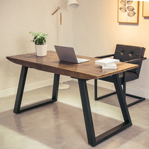 Simple computer desktop table solid wood iron computer table home bedroom space-saving game computer desk e-sports table