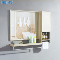 Bathroom mirror with shelf Champagne wash and dressing mirror Makeup mirror Bathroom mirror Wall-mounted side cabinet