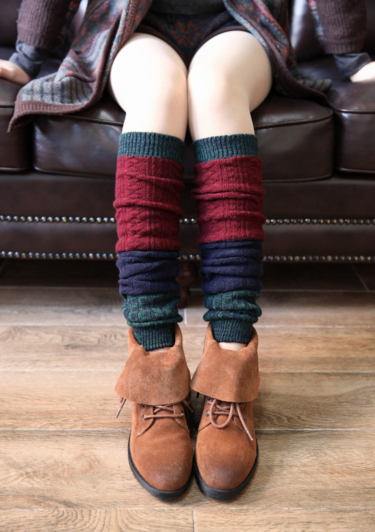 女士秋冬新款袜套加厚保暖过膝腿套羊毛堆堆袜针织护膝美腿脚套
