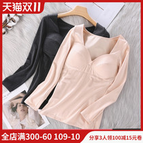 women's fleece thermal underwear thickened winter winter winter winter winter breast cushion long sleeve seamless underwear bottoming top