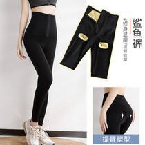 Autumn and winter plus velvet padded warm pants shark skin leggings women wear tight and thin legs Barbie high waist waist yoga