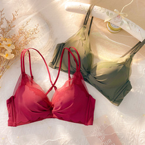 (Broken code clearance straight down 50 yuan) The year of the years underwear womens small breasts gathered red wedding without steel ring bra