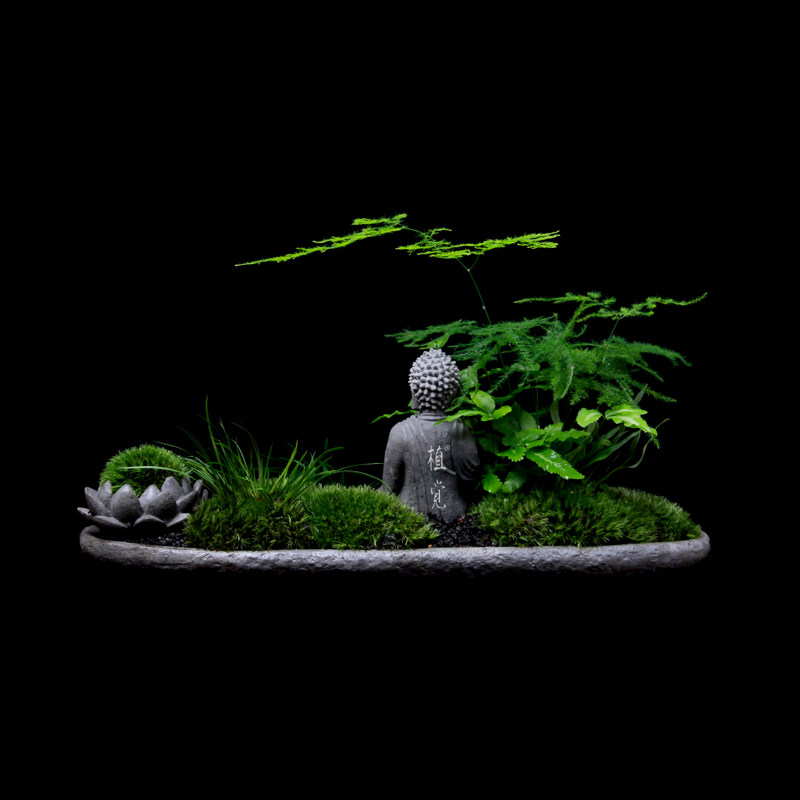 石莲花烛台阿弥陀佛像释迦摩尼辟邪保平安招财中式简约电视柜摆件