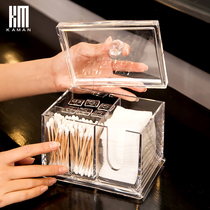 Creative cotton swab box with lid Nordic ins transparent cotton storage cosmetics makeup remover removable storage box