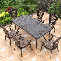 Outdoor cast aluminum table and chair minimalist modern courtyard outdoor terrace garden iron combination set outdoor leisure table and chair